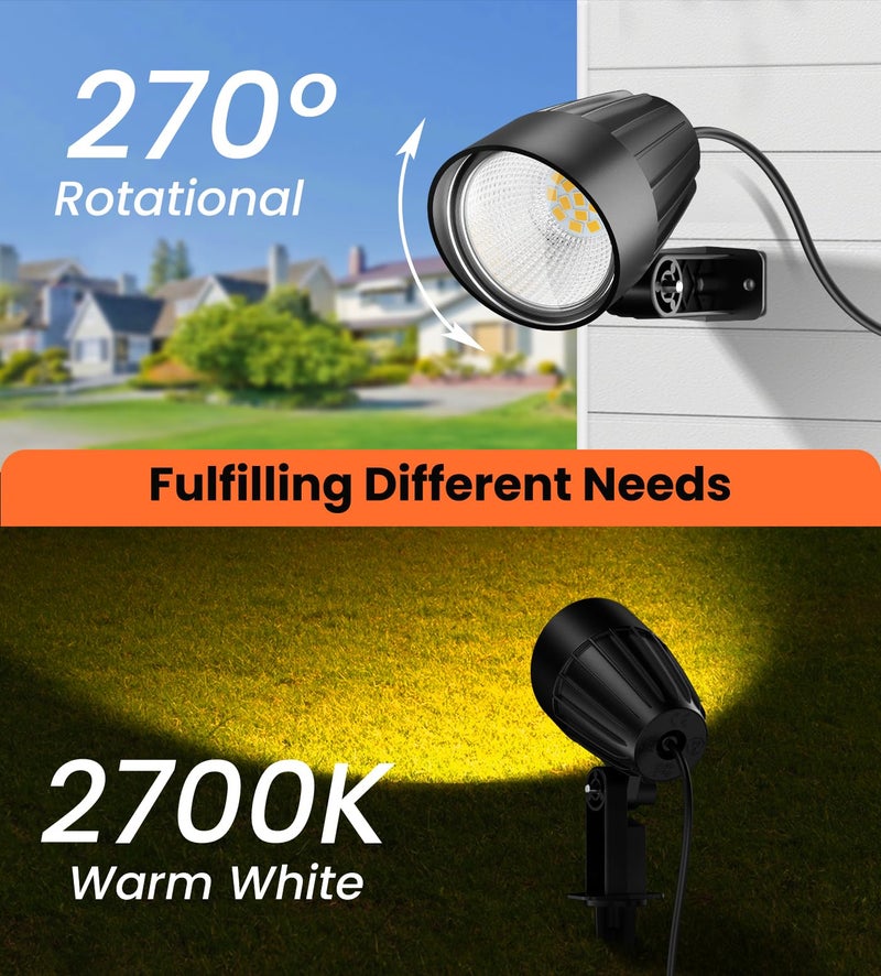 MEIKEE 7W Low Voltage Landscape Lighting with Connectors, 2700K Warm White Landscape Lighting, IP66 Waterproof Outdoor Spotlights for Garden, Driveway, Yard, Lawn(1 Pack) - Image 4